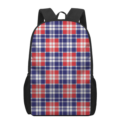 American Independence Day Plaid Print 17 Inch Backpack