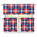 American Independence Day Plaid Print 3 Piece Kitchen Curtains