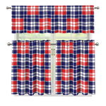 American Independence Day Plaid Print 3 Piece Kitchen Curtains