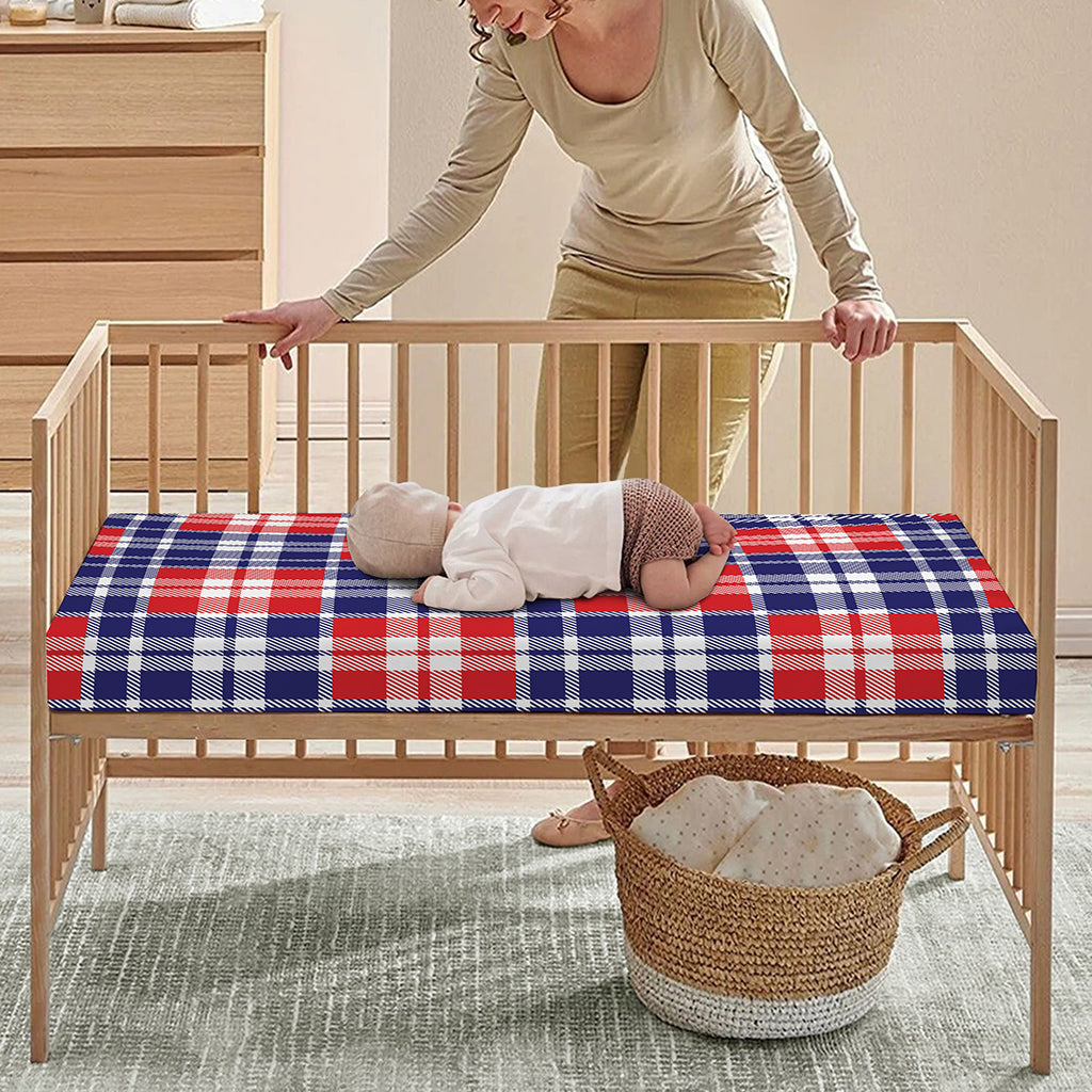 American Independence Day Plaid Print Baby Crib Sheet