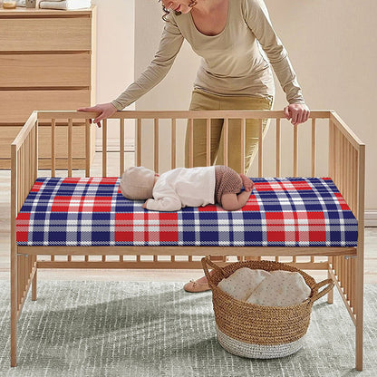 American Independence Day Plaid Print Baby Crib Sheet