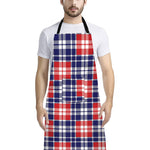 American Independence Day Plaid Print Bib Apron With Pocket