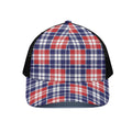 American Independence Day Plaid Print Black Mesh Trucker Hat