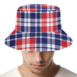 American Independence Day Plaid Print Bucket Hat