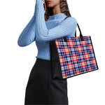 American Independence Day Plaid Print Canvas Tote Bag