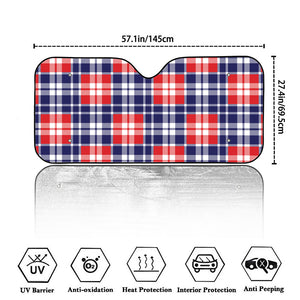 American Independence Day Plaid Print Car Windshield Sun Shade