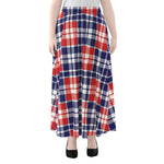 American Independence Day Plaid Print Chiffon Maxi Skirt