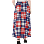 American Independence Day Plaid Print Chiffon Maxi Skirt