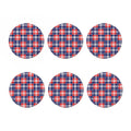 American Independence Day Plaid Print Coaster Set
