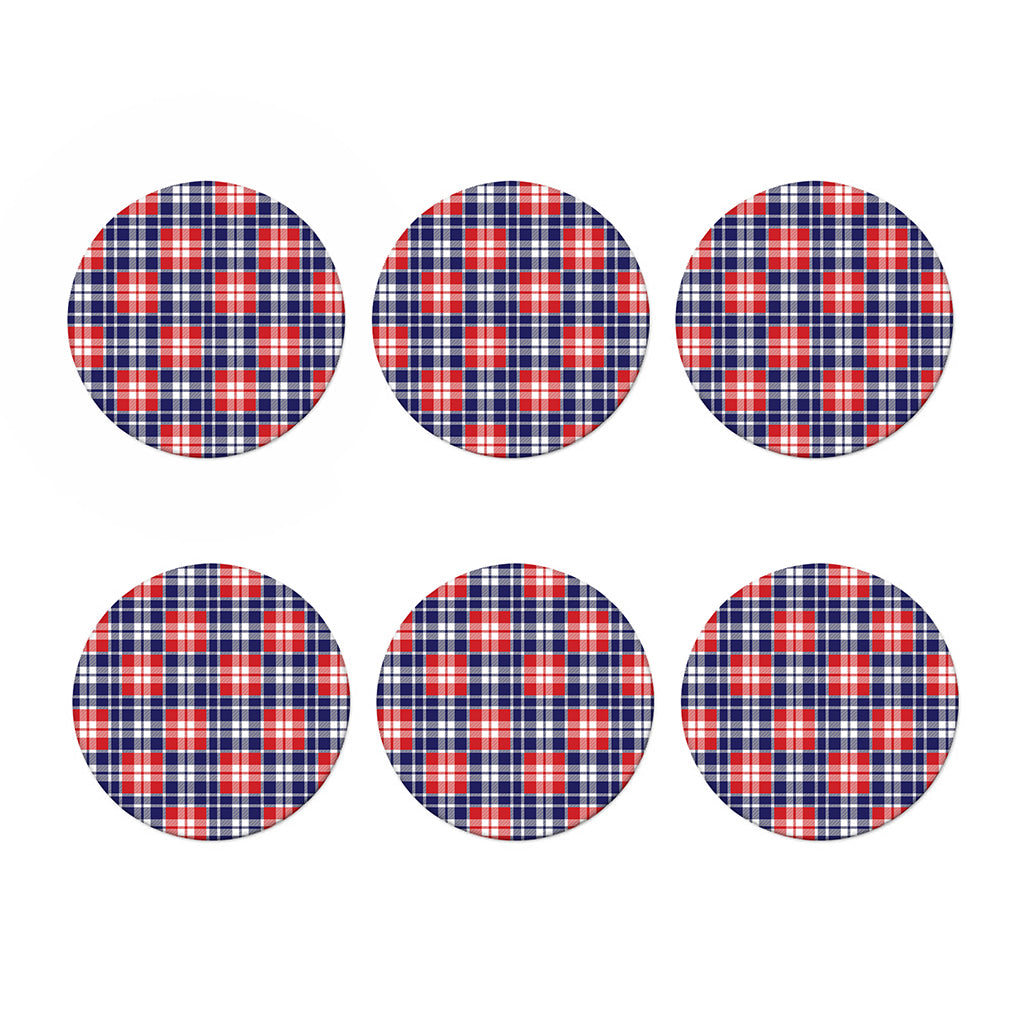 American Independence Day Plaid Print Coaster Set