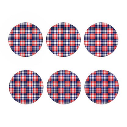 American Independence Day Plaid Print Coaster Set