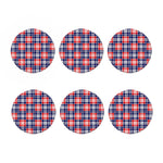 American Independence Day Plaid Print Coaster Set