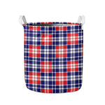 American Independence Day Plaid Print Collapsible Laundry Basket