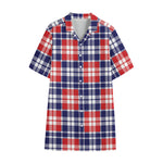 American Independence Day Plaid Print Cotton Hawaiian Shirt