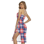 American Independence Day Plaid Print Cross Back Cami Dress