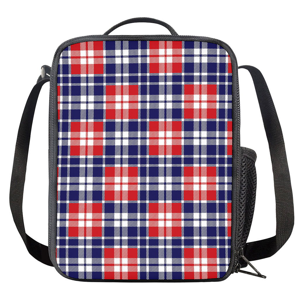 American Independence Day Plaid Print Crossbody Lunch Bag