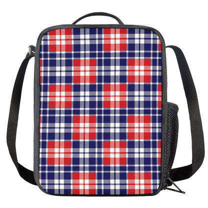 American Independence Day Plaid Print Crossbody Lunch Bag