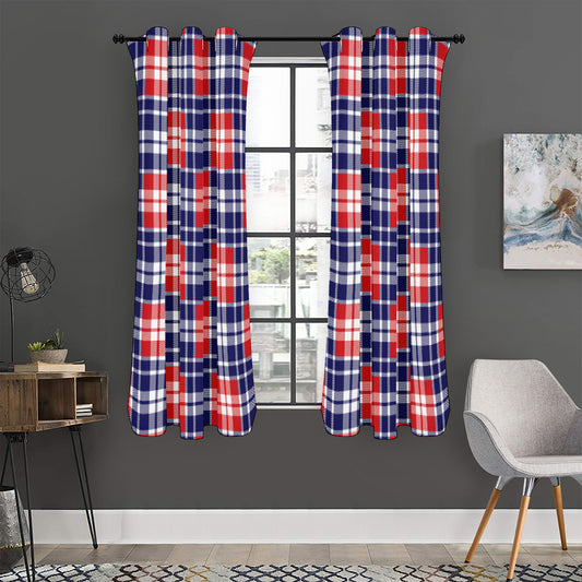 American Independence Day Plaid Print Curtain