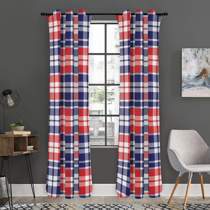 American Independence Day Plaid Print Curtain