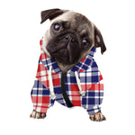 American Independence Day Plaid Print Dog Zip Up Hoodie