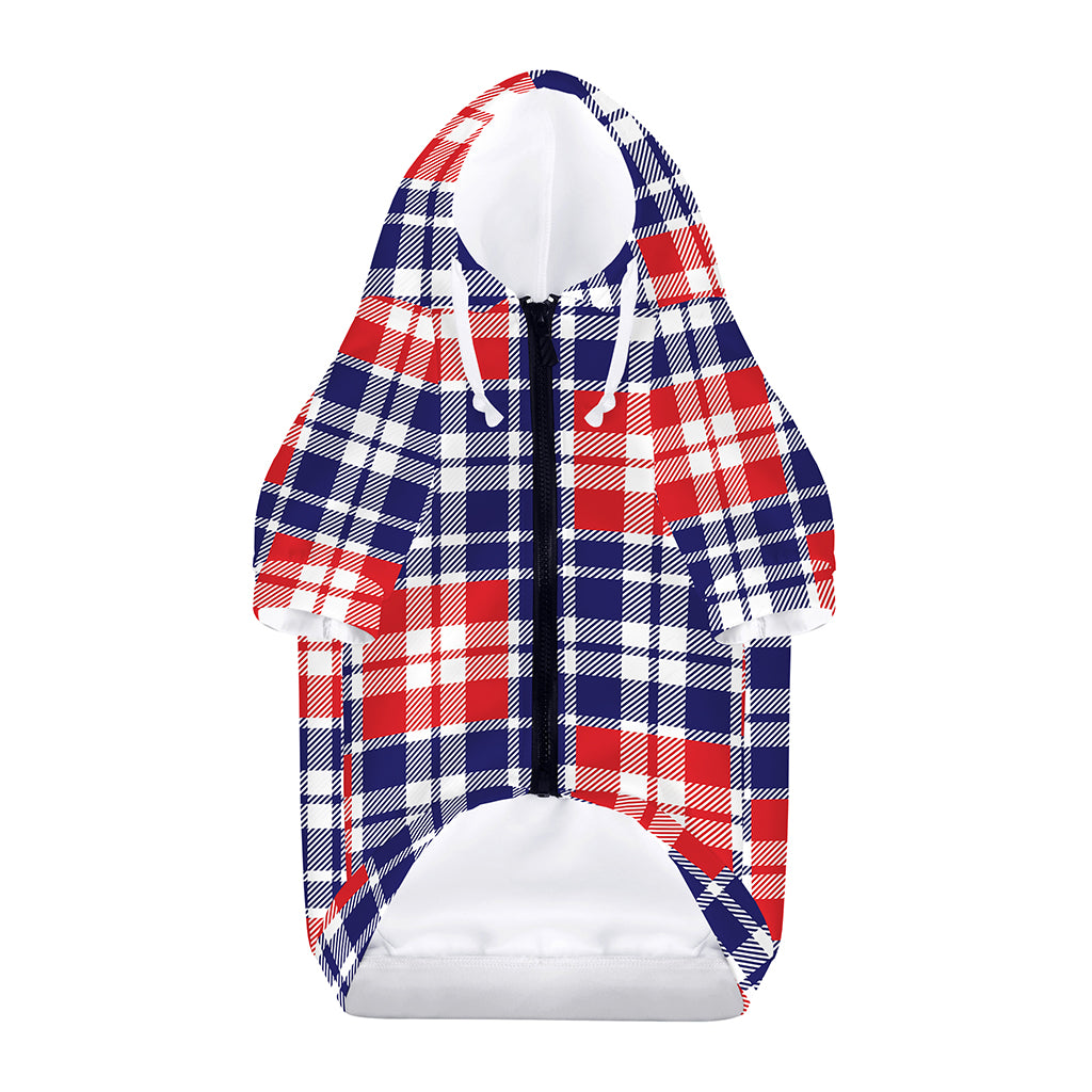 American Independence Day Plaid Print Dog Zip Up Hoodie