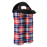 American Independence Day Plaid Print Double Neoprene Wine Tote