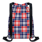 American Independence Day Plaid Print Drawstring Backpack