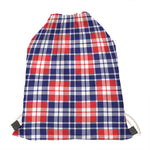 American Independence Day Plaid Print Drawstring Bag