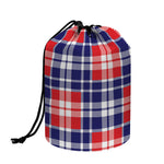 American Independence Day Plaid Print Drawstring Makeup Bag