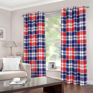 American Independence Day Plaid Print Extra Wide Grommet Curtains