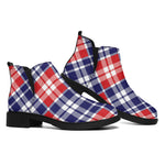 American Independence Day Plaid Print Flat Ankle Boots