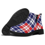 American Independence Day Plaid Print Flat Ankle Boots