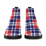 American Independence Day Plaid Print Flat Ankle Boots