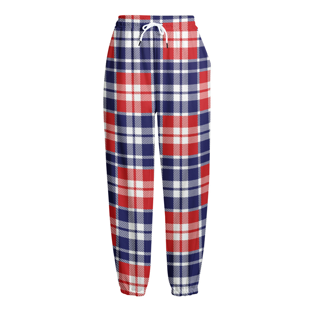 American Independence Day Plaid Print Fleece Lined Knit Pants
