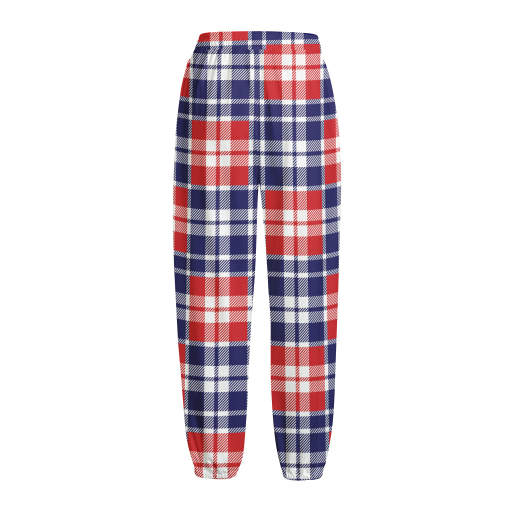 American Independence Day Plaid Print Fleece Lined Knit Pants