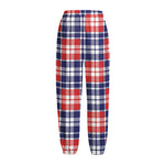 American Independence Day Plaid Print Fleece Lined Knit Pants