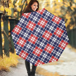 American Independence Day Plaid Print Foldable Umbrella