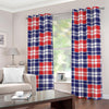 American Independence Day Plaid Print Grommet Curtains