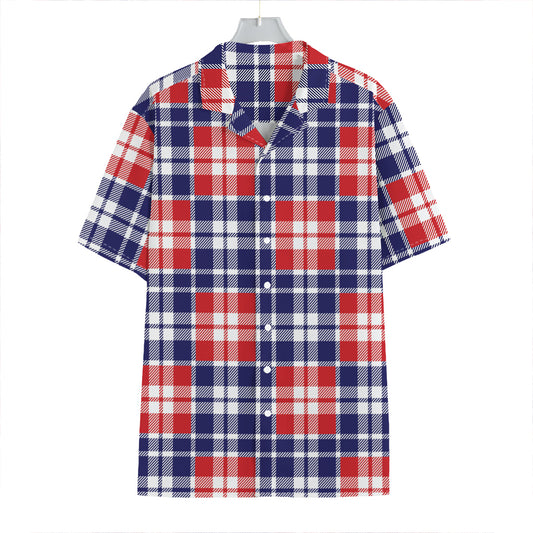 American Independence Day Plaid Print Hawaiian Shirt
