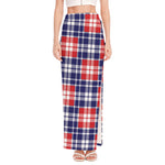 American Independence Day Plaid Print High Slit Maxi Skirt