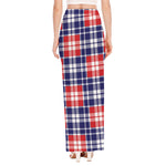 American Independence Day Plaid Print High Slit Maxi Skirt