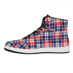 American Independence Day Plaid Print High Top Leather Sneakers