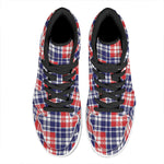 American Independence Day Plaid Print High Top Leather Sneakers