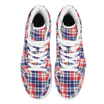 American Independence Day Plaid Print High Top Leather Sneakers