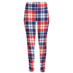 American Independence Day Plaid Print High-Waisted Pocket Leggings