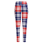 American Independence Day Plaid Print High-Waisted Pocket Leggings