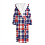 American Independence Day Plaid Print Hooded Bathrobe