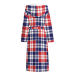 American Independence Day Plaid Print Hooded Bathrobe