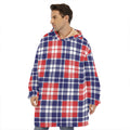 American Independence Day Plaid Print Hoodie Blanket
