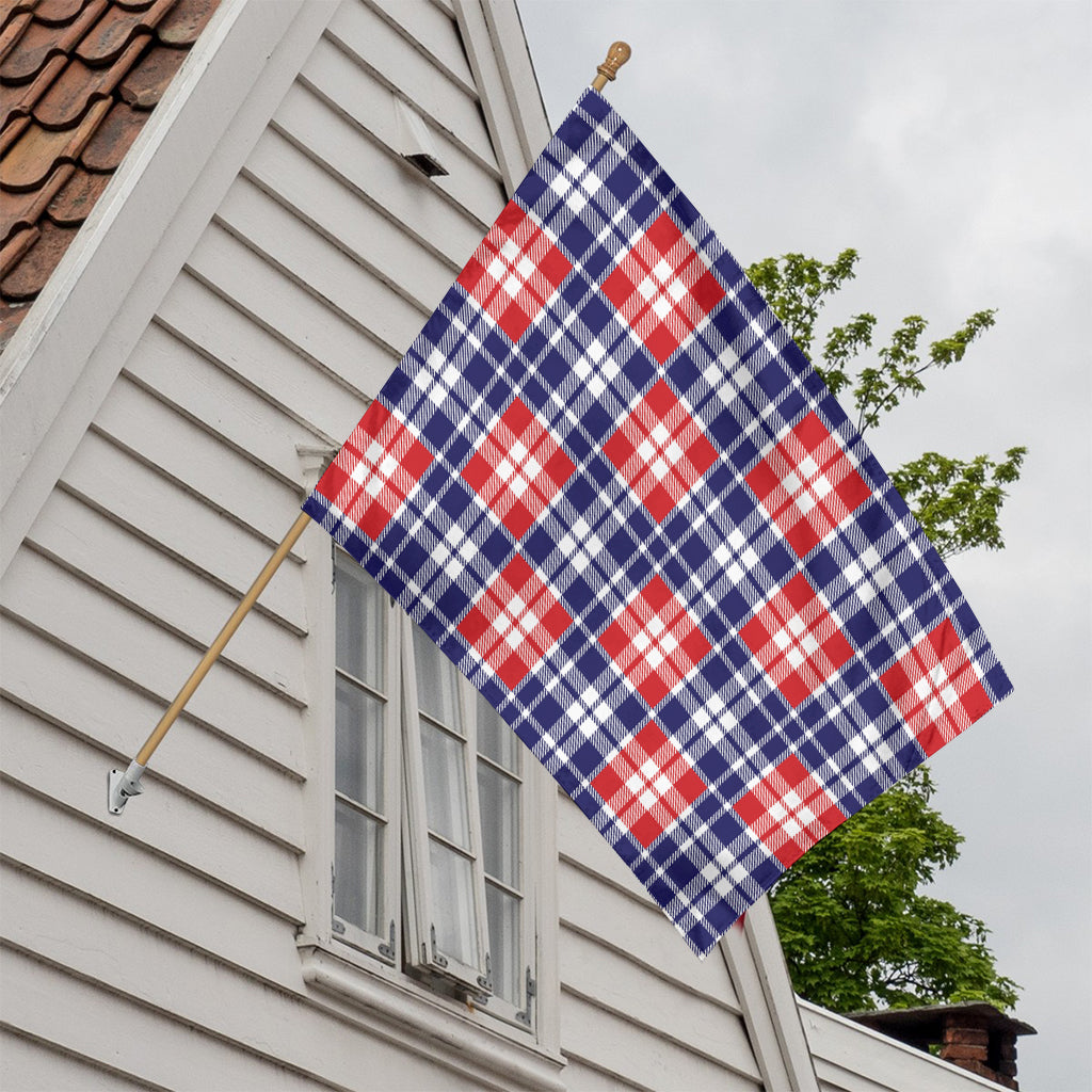 American Independence Day Plaid Print House Flag